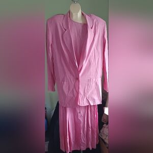 Vintage  3 Piece Pink Skirt Suit 80s Options Melrose Womens 10-12 Beautiful